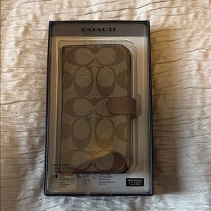 Coach Tan Folio Phone Case Signature Design